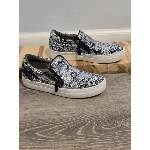 Not Rated Women's Black White Reversible Sequins Zipper ‎ Sneakers Size 8.5 - Picture 1 of 11